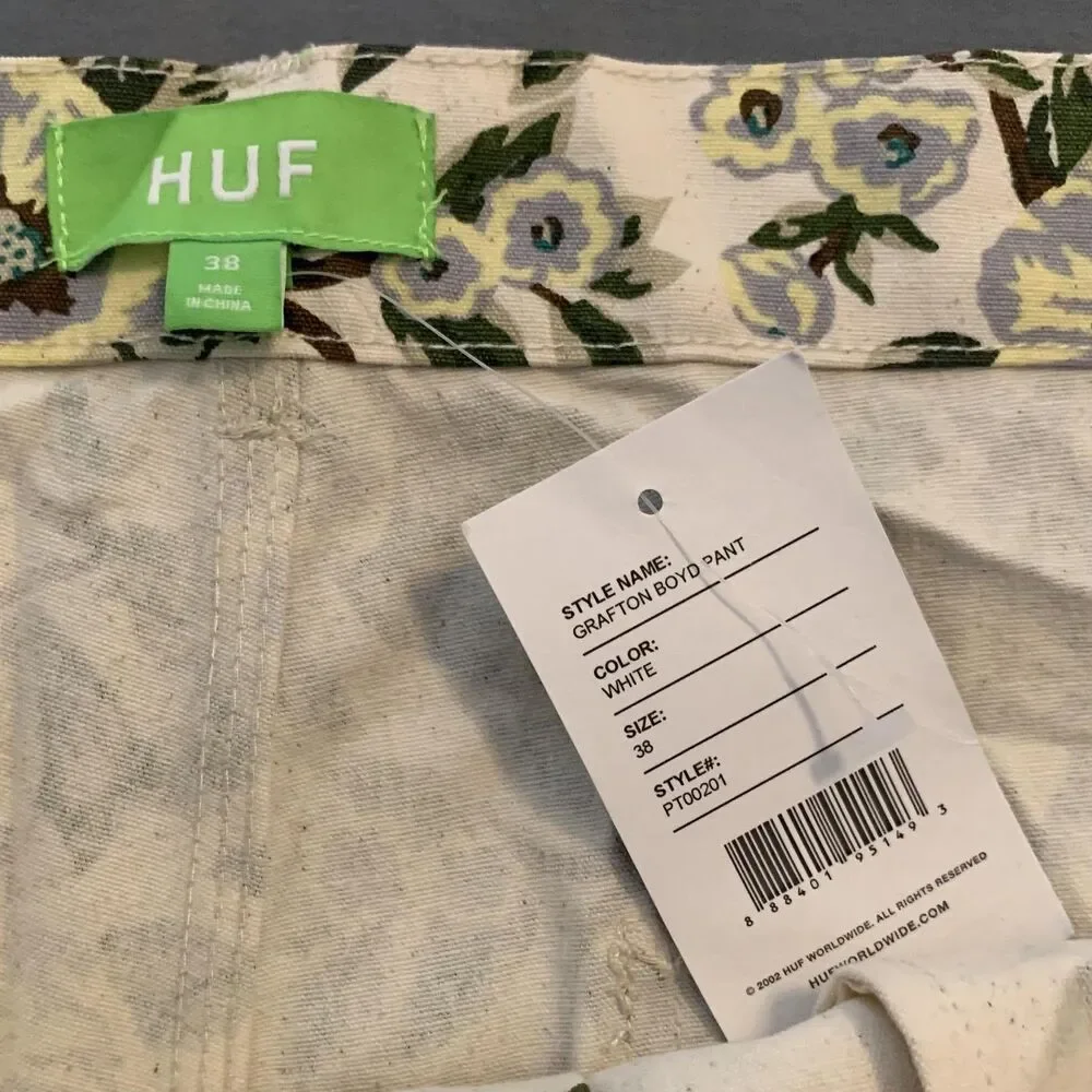 HUF Floral Chore Coat Jacket & Pants Set Mens XL/38 White Grafton Boyd‎ Skater